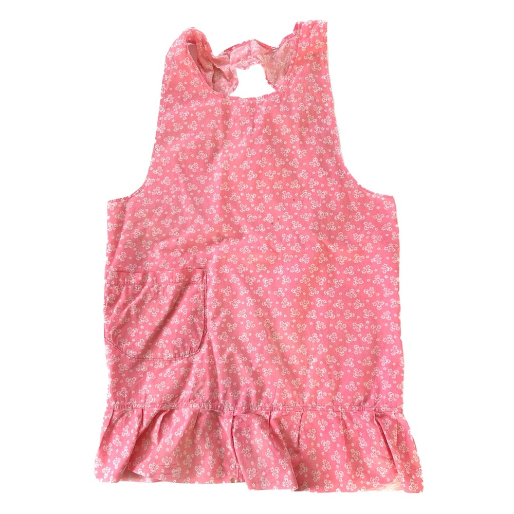 Vintage Retro Handmade Cotton Pink Floral Print Kitchen House Apron
